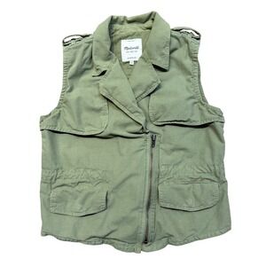 Madewell Utility Vest Olive Green Zip Pockets Cargo Style Women's Size Small